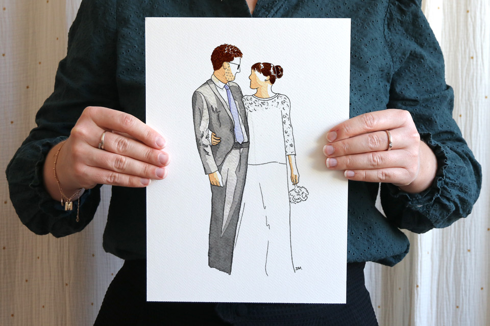 Cadeau de mariage : offrir un portrait à l'aquarelle.