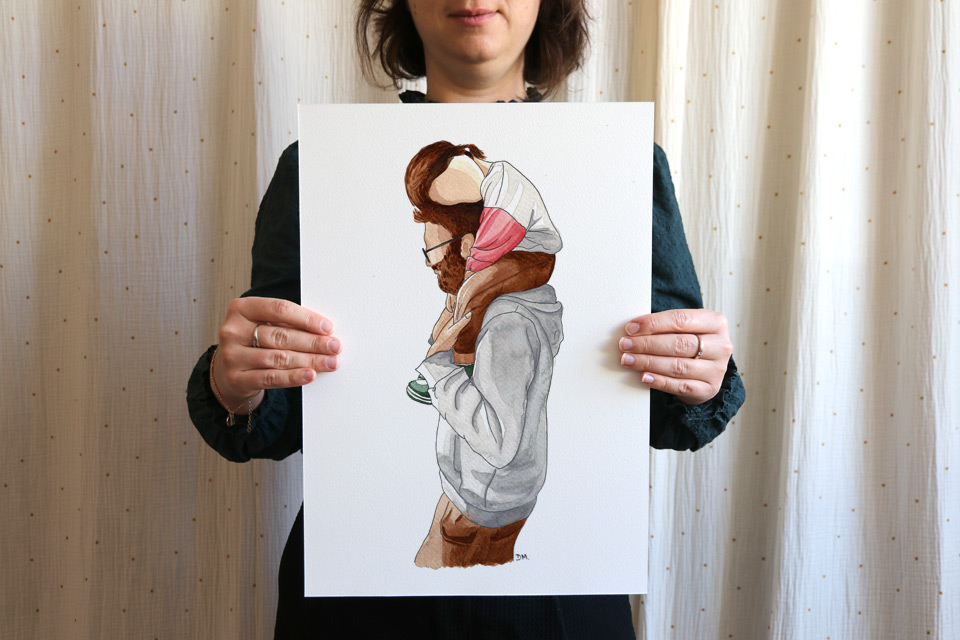 Cadeau personnalisé pour la Fête des Pères : Dessin père fille