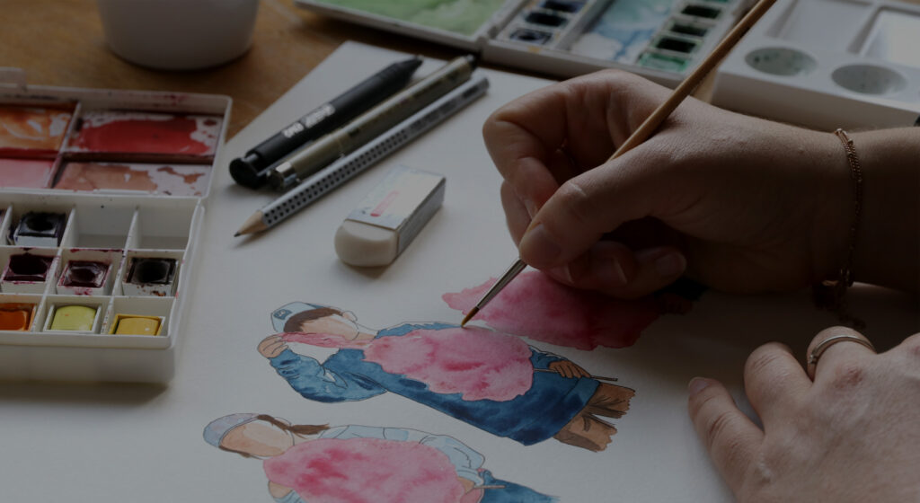 Portrait personnalisé à l'aquarelle, peint à la main