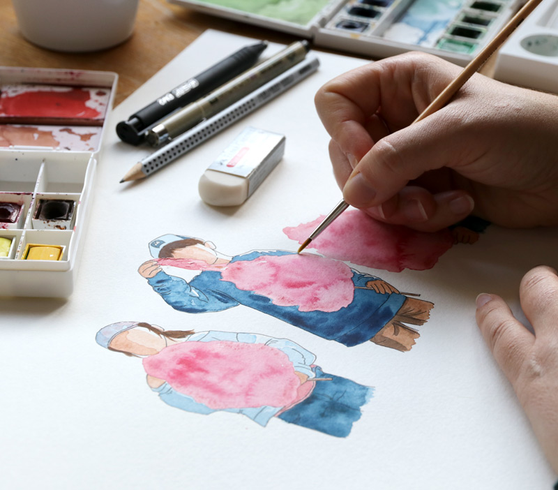 Portrait à l'aquarelle d'après une photo.