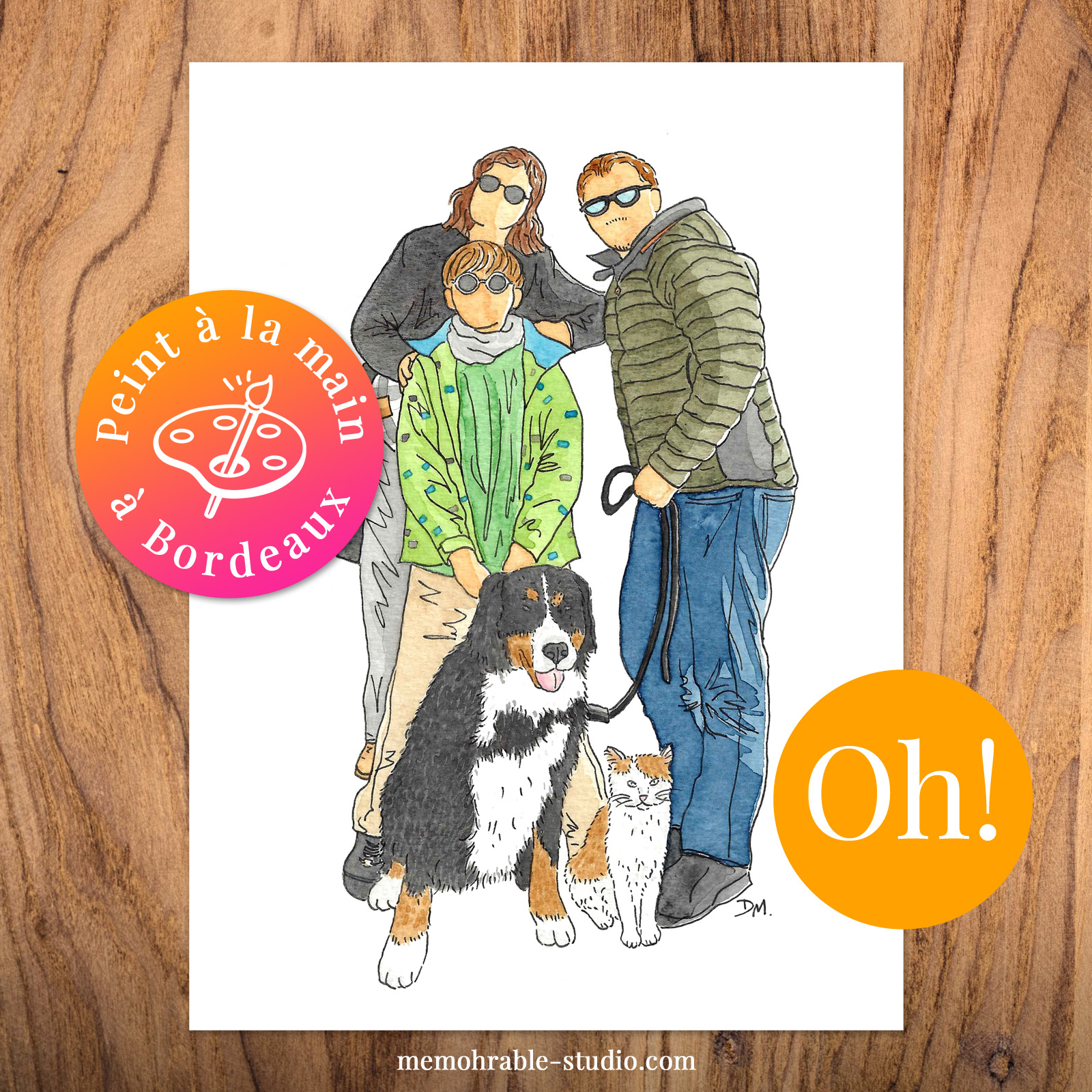 Dessin d'une famille à partir d'une photo