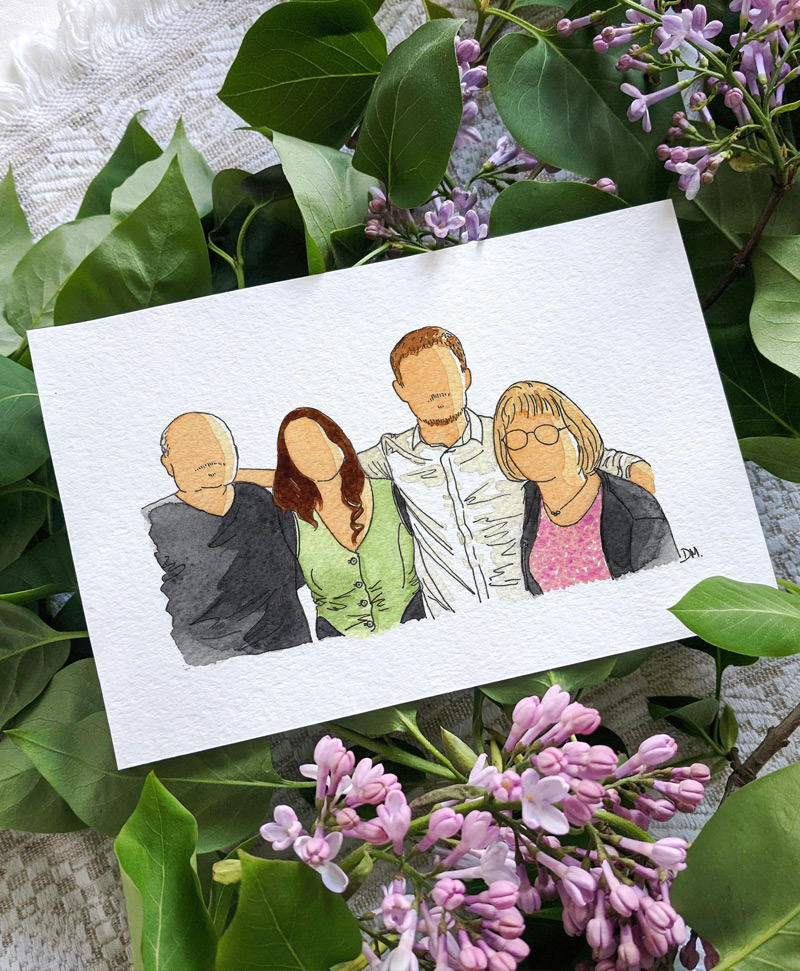 photo de famille transformée en peinture