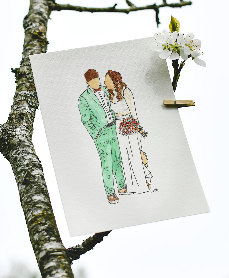 faire un dessin à partir d'une photo de mariage