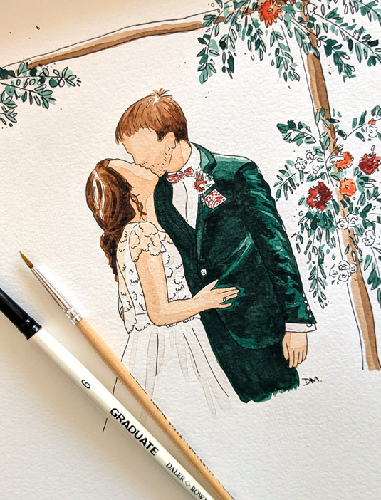 photo de couple en dessin