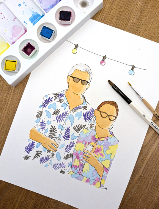 offrir une illustration de couple pour un mariage, à partir d'une photo