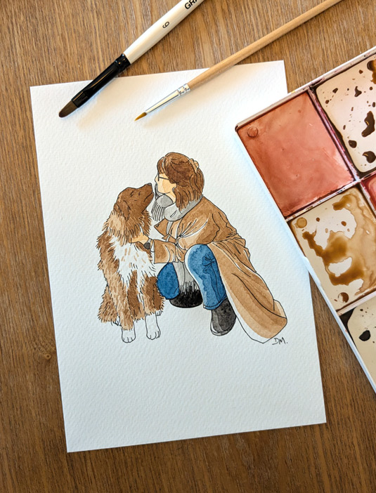 dessin avec son animal de compagnie