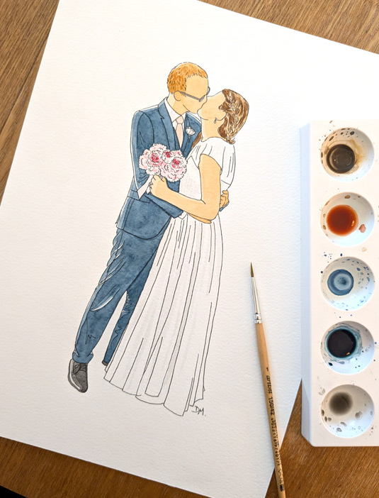 portrait de couple, dessin à partir d'une photo