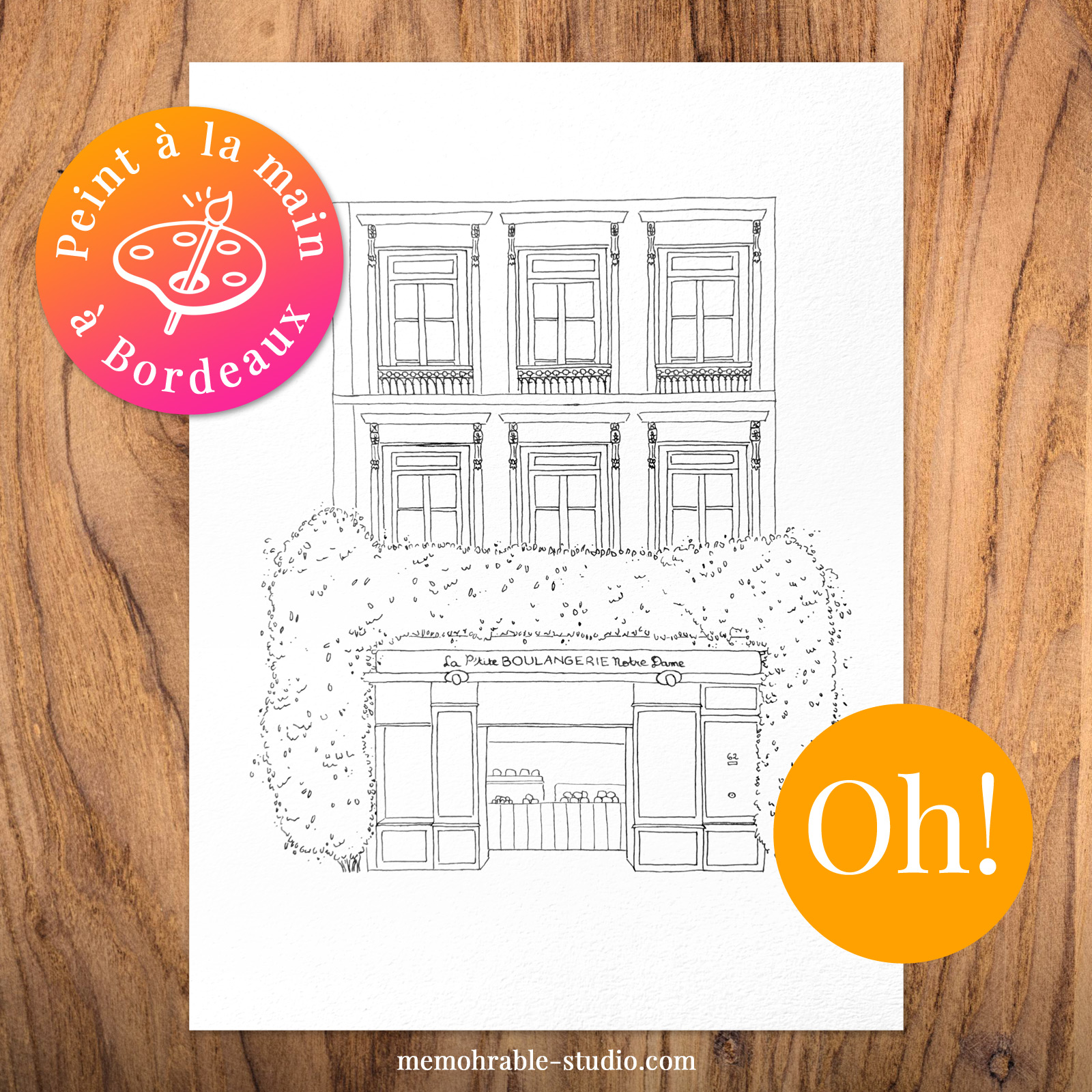 Dessin d'une boulangerie aux Chartrons à Bordeaux