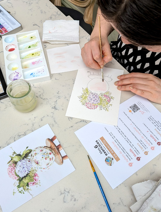 peindre des fleurs à l'aquarelle